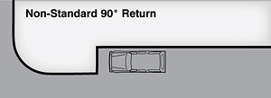 Alternative bulb-out return radii (90 degree return - may be parallel or perpendicular parking)
